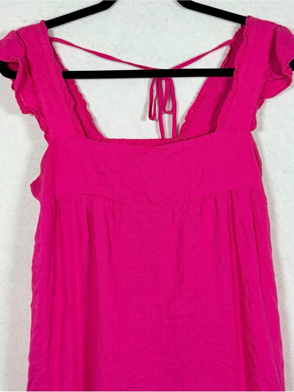 New In Hot Pink Linen Blend Ruffle Mini Dress Medium Cottagecore - Picture 8 of 11